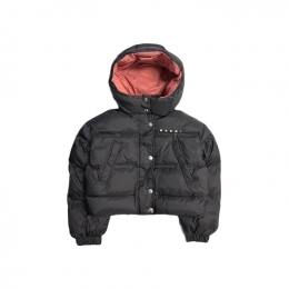 ◆키즈◆여성 로고 후드 크롭 패딩자켓 블랙 M01538 M00LY 0M900