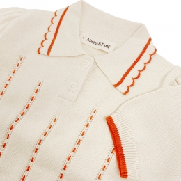 ◆키즈◆25SS 키즈 코츠월드 그레타 벌룬핏 반팔 니트 아이보리/오렌지 K2003S25 298