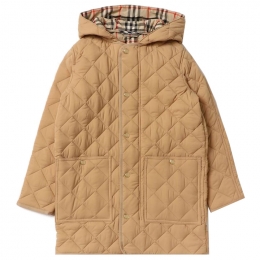 ◆키즈◆23FW 키즈 다이아몬트 퀄팅 후드 코트 자켓 베이지 8069407