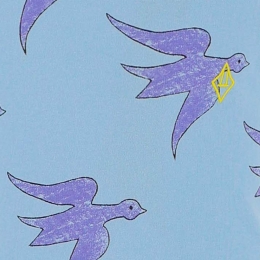 ◆키즈◆23SS 키즈 버드 패턴 슬리브리스 티셔츠 블루 S23004 256AG