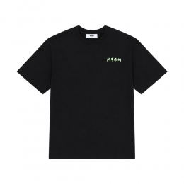 여성 스몰 로고 페인팅 반팔 티셔츠 블랙 S6MSJUTH003 110