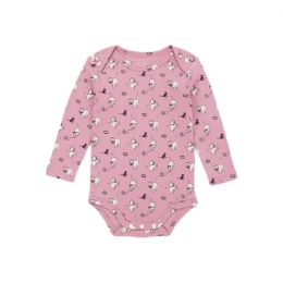 ◆키즈◆키즈 캣마우스 패턴 롱슬리브 랩 온지 바디슈트 앤틱로즈 B3132W25 0A1