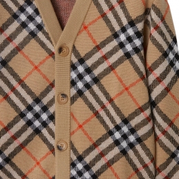 ◆키즈◆25FW 키즈 빈티지 체크 브이넥 울 가디건 샌드 8104300