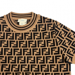 ◆키즈◆키즈 FF 자카드 패턴 니트 브라운 JFG069 AEYD F15B6