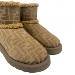 ◆키즈◆키즈 FF 자카드 패턴 퍼 앵클부츠 베이지 JMR538 AJZX F1TPX