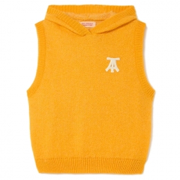 ◆키즈◆23FW 키즈 로고 패치 후드 니트 조끼 옐로우 F23075 099EX