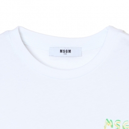 여성 스몰 로고 페인팅 반팔 티셔츠 화이트 S6MSJUTH003 001