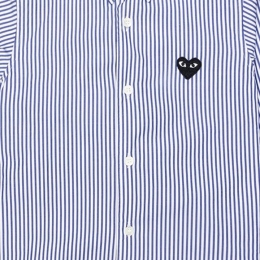 ◆키즈◆21FW 키즈 하트 로고 패치 스트라이프 셔츠 블루 AZ-B517-100-1