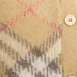 ◆키즈◆25SS 키즈 빈티지 체크 알파카 믹스 가디건 페일스톤 8100092