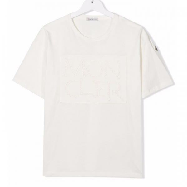 ◆키즈◆22SS 키즈 로고 패치 펀칭 티셔츠 아이보리 8C000 07 83907 034