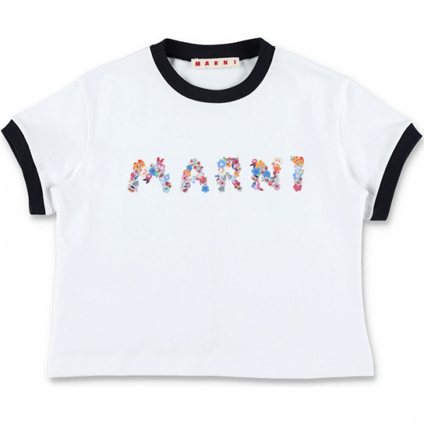 ◆키즈◆25SS 여성 플로럴 프린트 로고 티셔츠 화이트 M01428 M00HZ 0M100