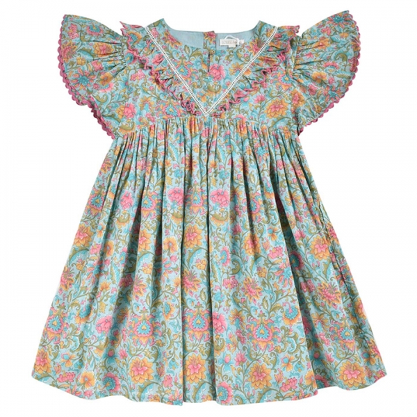 ◆키즈◆24SS 키즈 플라워 패턴 프릴 원피스 멀티컬러 S0061 FLOWE