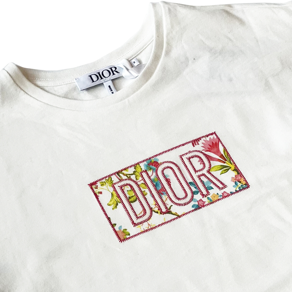 ◆키즈◆24FW 여성 플라워 로고 자수 티셔츠 화이트 4WBM13TEES 013