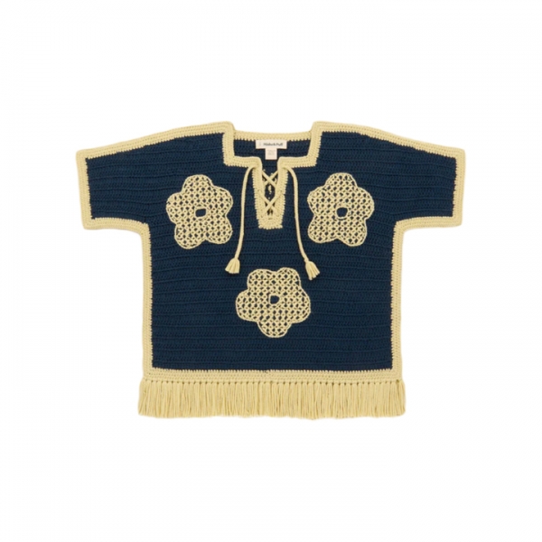 ◆키즈◆키즈 블로마 크로셰 프린지 판초 반팔니트 네이비 K1131F25 446