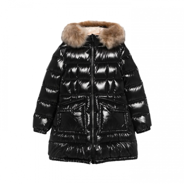 ◆키즈◆여성 아루나 ARUNA 로고 패치 시어링 트리밍 후드 패딩자켓 블랙 1C000 16 597Z8 99M