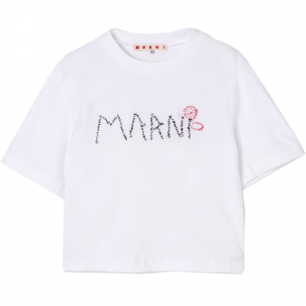 ◆키즈◆25SS 여성 플로럴 자수 로고 티셔츠 화이트 M01444 M00V4 0M100