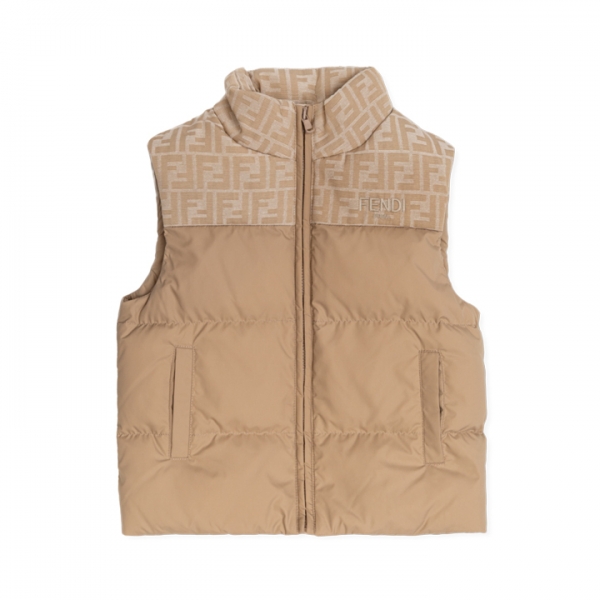 ◆키즈◆키즈 FF 로고 자수 패딩 조끼 베이지 JUA266 AS56 F1P2N