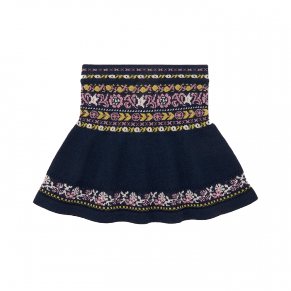 ◆키즈◆키즈 아일릿 리본 패턴 피오나 스커트 네이비 K2045W25 0D3
