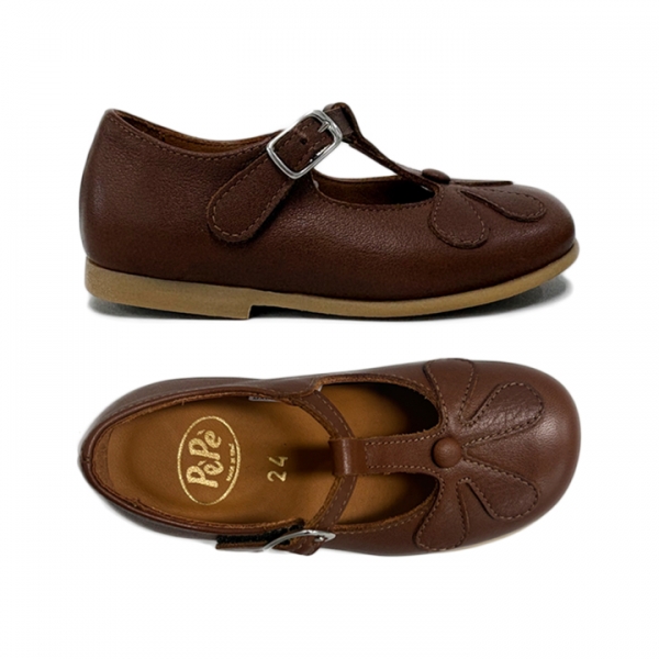 ◆키즈◆키즈 메리제인 플랫슈즈 브라운 01170-VIDMCR
