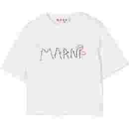◆키즈◆25SS 여성 플로럴 자수 로고 티셔츠 화이트 M01444 M00V4 0M100