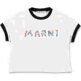 ◆키즈◆25SS 키즈 플로럴 프린트 로고 티셔츠 화이트 M01428 M00HZ 0M100