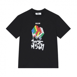 ◆키즈◆25FW 키즈 큐브 로고 티셔츠 블랙 F5MSJBTH302 110