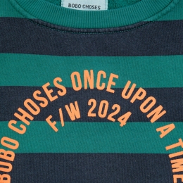 ◆키즈◆24FW 키즈 서클 로고 스트라이프 맨투맨 그린 B224AC043 401