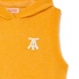 ◆키즈◆23FW 키즈 로고 패치 후드 니트 조끼 옐로우 F23075 099EX