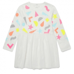 ◆키즈◆22FW 여성 글리터 그래픽 원피스 화이트 8R1F40 Z0722 101MC