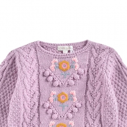 ◆키즈◆24FW 키즈 플라워 비니아 니트 바이올렛 J0029 PARME