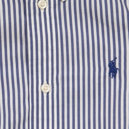 ◆키즈◆23FW 여성 포니 로고 자수 스트라이프 셔츠 네이비/화이트 862260 002