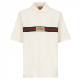 ◆키즈◆24SS 키즈 웹 로고 패치 카라 티셔츠 아이보리 758815 XJF3F 9791