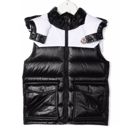 ◆키즈◆22SS 여성 로고 패치 배색 패딩 조끼 블랙/화이트 1A000 95 53A0E 999