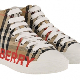 ◆12주년◆여성 빈티지 체크 로고 하이탑 아카이브베이지 8027071