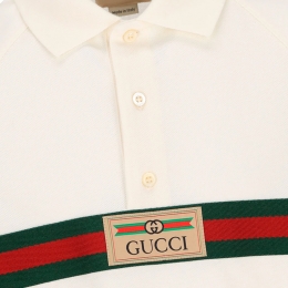 ◆키즈◆24SS 키즈 웹 로고 패치 카라 티셔츠 아이보리 758815 XJF3F 9791