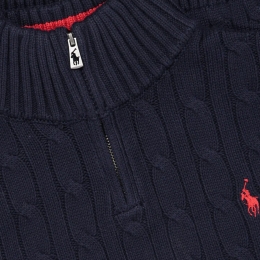 ◆키즈◆23FW 여성 포니 자수 케이블 반집업 니트 네이비 868894 005