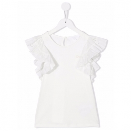 ◆키즈◆22SS 여성 로고 러플 티셔츠 화이트 C15D35 117