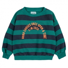 ◆키즈◆24FW 키즈 서클 로고 스트라이프 맨투맨 그린 B224AC043 401