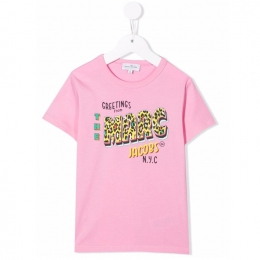 ◆키즈◆22SS 키즈 레오파드 로고 티셔츠 핑크 W15610 465