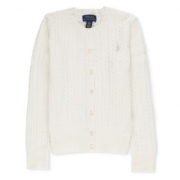 ◆키즈◆23SS 여성 포니 자수 케이블 가디건 화이트 543047 012