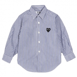 ◆키즈◆21FW 키즈 하트 로고 패치 스트라이프 셔츠 블루 AZ-B517-100-1