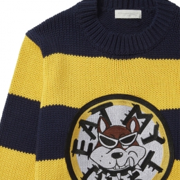 ◆키즈◆21FW 키즈 슬로건 패치 투톤 니트 멀티 603590 SRM14 G422