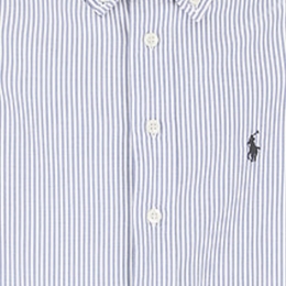 ◆키즈◆22SS 키즈 포니 슬림핏 스트라이프 셔츠 블루 323 819240 001