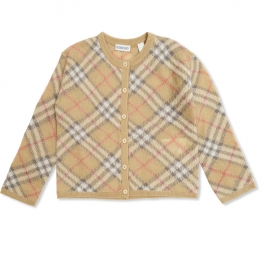 ◆키즈◆25SS 여성 빈티지 체크 알파카 믹스 가디건 페일스톤 8100092