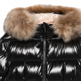 ◆키즈◆키즈 아루나 ARUNA 로고 패치 시어링 트리밍 후드 패딩자켓 블랙 1C000 16 597Z8 99M