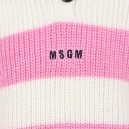 ◆키즈◆23FW 키즈 로고 자수 스프라이프 울 니트 아이보리/핑크 F3MSJGJP033 04236