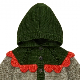 ◆키즈◆24FW 키즈 스캘럽요크 후드 가디건 씰그레이 BB172028 015