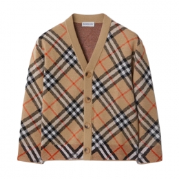 ◆키즈◆25FW 여성 빈티지 체크 브이넥 울 가디건 샌드 8104300