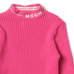 ◆키즈◆22FW 키즈 넥라인 로고 골지 니트 핑크 MS029179 044