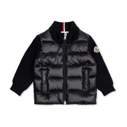 ◆키즈◆25FW 키즈 로고 패치 니트 믹스 패딩자켓 네이비 9B000 02 M1131 742